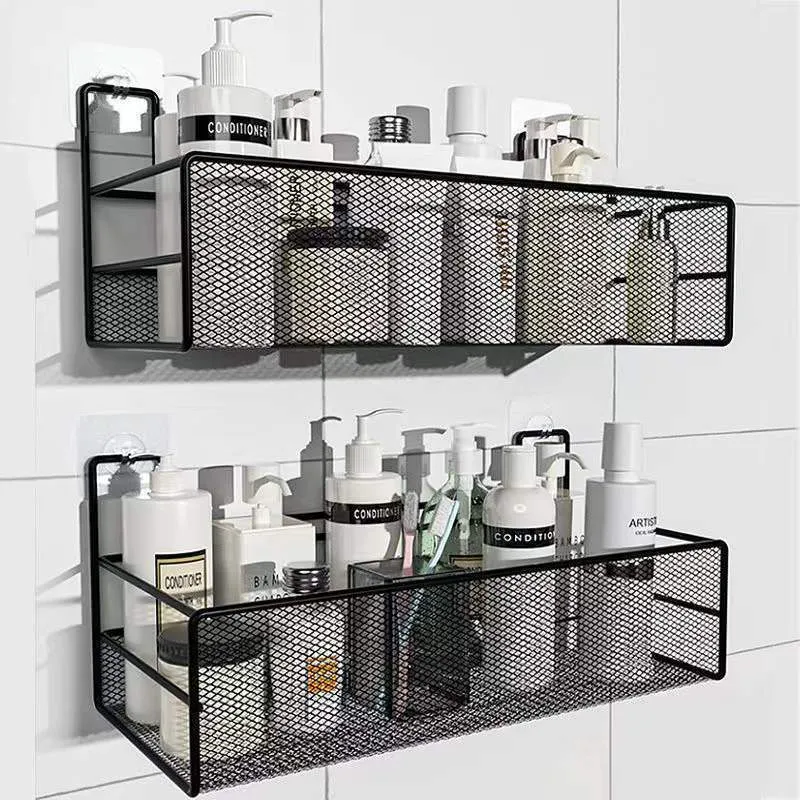 Bathroom Shelves Holder Condiment Shower Toilet Kitchen Wallmounted Rack Soap Basket Accessories Shelf Shampoo Black Storage 230809