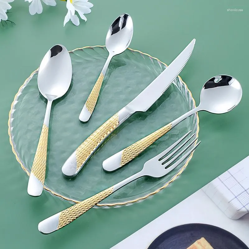 Dinnerware Sets Western Tableware Knife Fork Spoon Stainless Steel Steak Set Gold