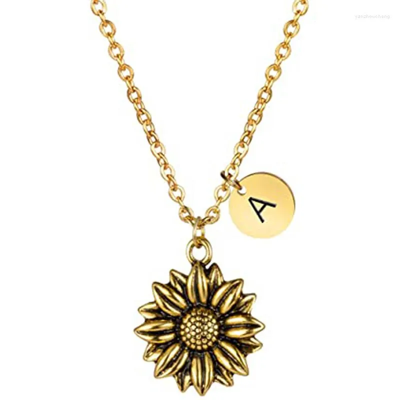 Sunflower necklace with initial deals