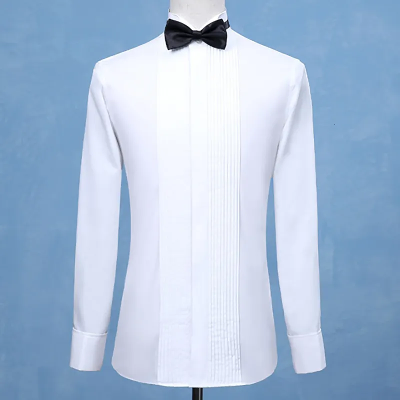 Herrklänningskjortor Fashion Groom Tuxedos Shirts Man Groomsmen White Black Red Men Wedding Shirts Formella tillfälle Mänskjortor Wingtip Collar 230808