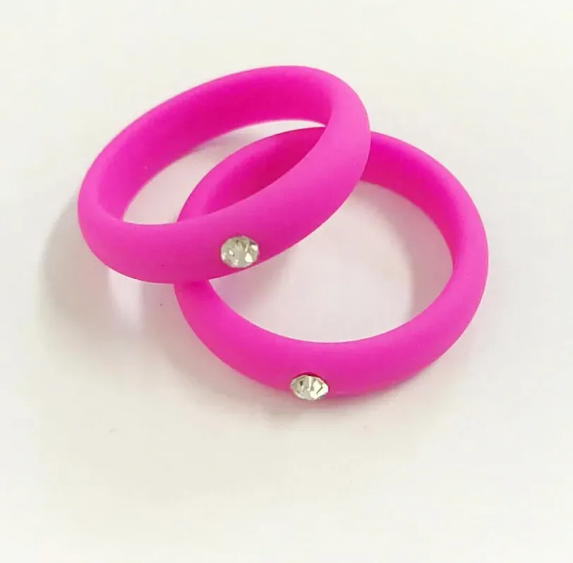 Pink rubber wedding band top