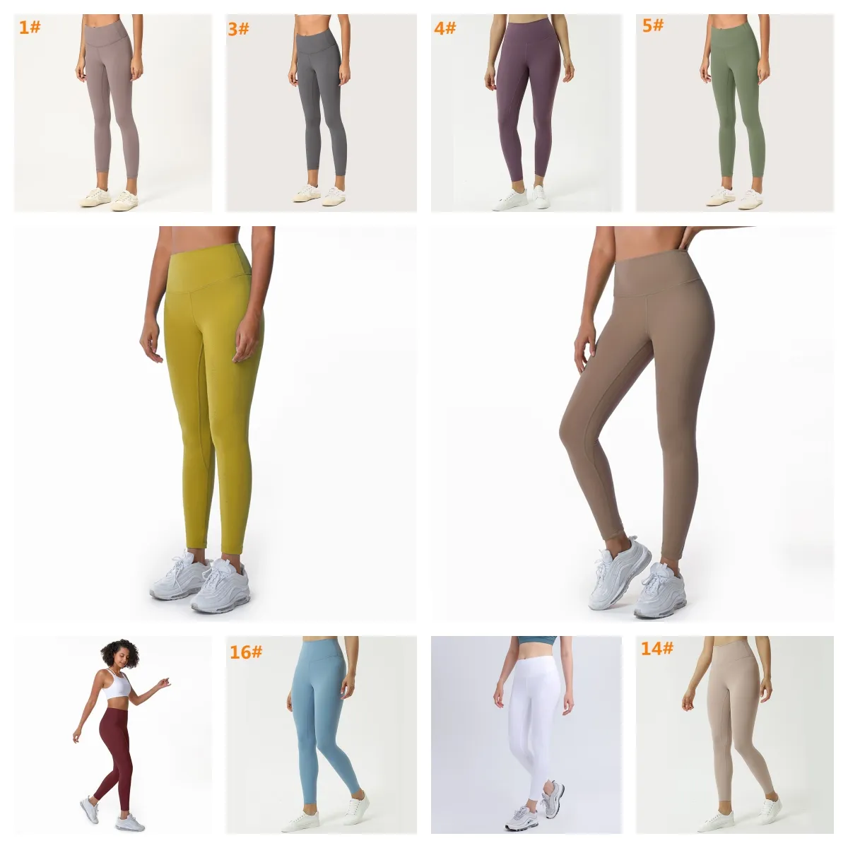 Align Costumes fabric Solid Color Women yoga pants High Waist Sports Gym Wear Leggings Elastic Fitness Lady Outdoor Sports Trousers