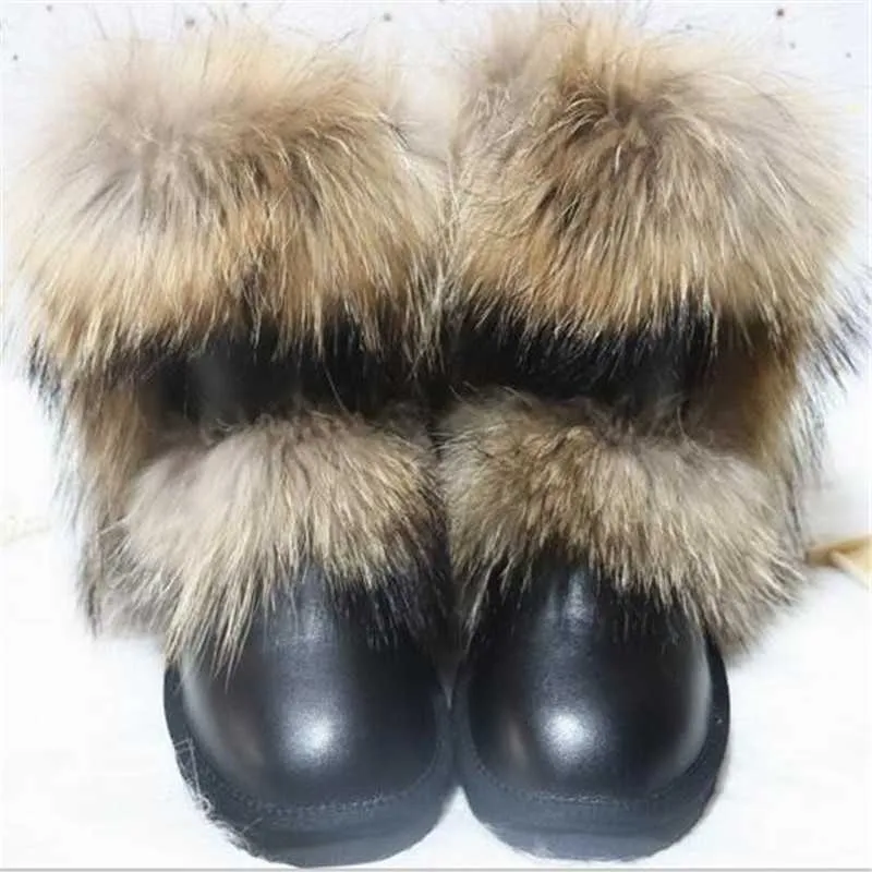 Boots New Arrival 2022 Non-slip Fox Fur Woman Winter Snow Boots Women's Shoes Geniune Leather Natural Women's Snow Boots