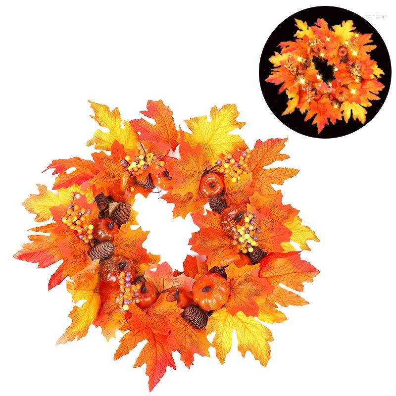 Decoratieve Bloemen 45cm Herfst Krans Kerstdecoratie Thanksgiving Garland Window Restaurant Home Pompoen Deur