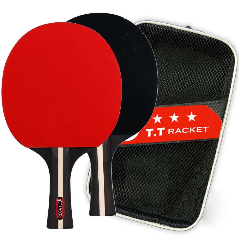 Table Tennis Raquets 1 Pair Ping Pong Racket 3 Star Table Tennis Beginners Training Pimples-in Rubber Table Tennis Rackets Set Bat Paddle with Bag 230808