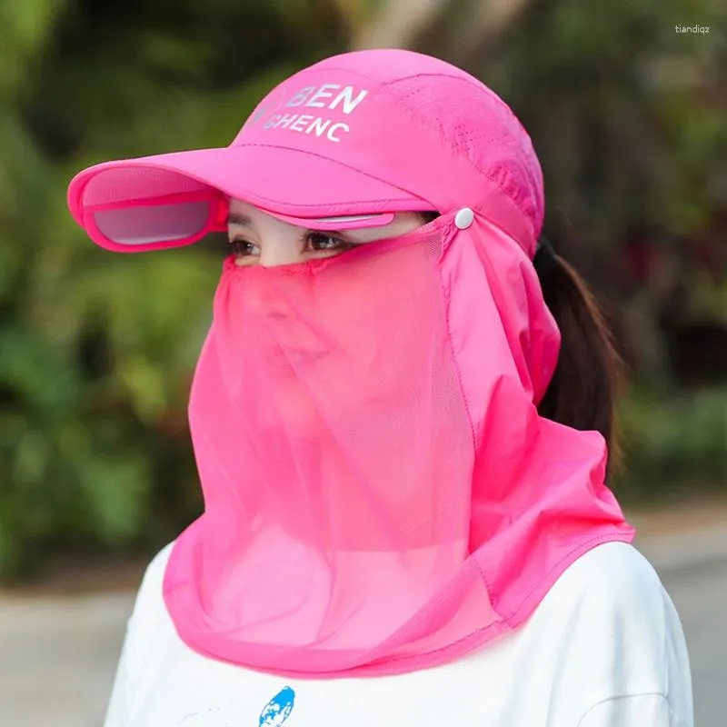 Wide Brim Hats Hat Female Sun Sunscreen Beach Fashion Big Edge Face Folding  UV Summer Veil Outdoor Cap Travel In Working