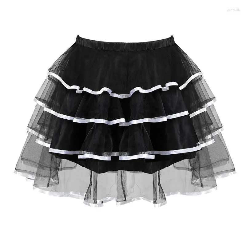 Kjolar vuxna kvinnor sexig korsett tyll kjol veckad dans tutu lolita petticoat puffy party