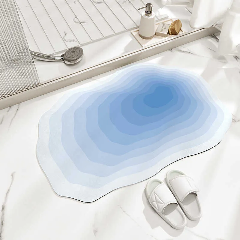 Gradient Color Tech Velvet Anti-Slip Mat Mata Super Water Chłonna gruba kąpiel Dywan Łatwy do czyszczenia Szybki suchy dywan łazienkowy HKD230809