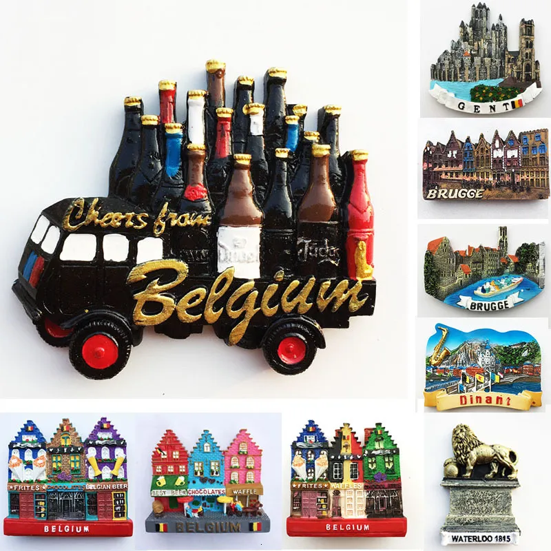 Aimants pour réfrigérateur Belgique Gand Landmark Building aimants pour réfrigérateur Tourisme souvenir Peint Magnétique Réfrigérateur Autocollants Collection Décoration 230808