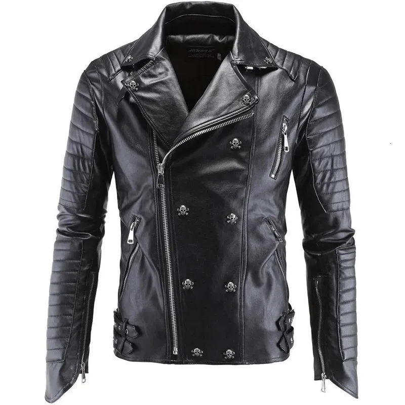 Мужские куртки мужская кожа высокая качественная классическая мотоциклетная куртка мужчина плюс искусственная кожаная куртка мужская пружина 230809