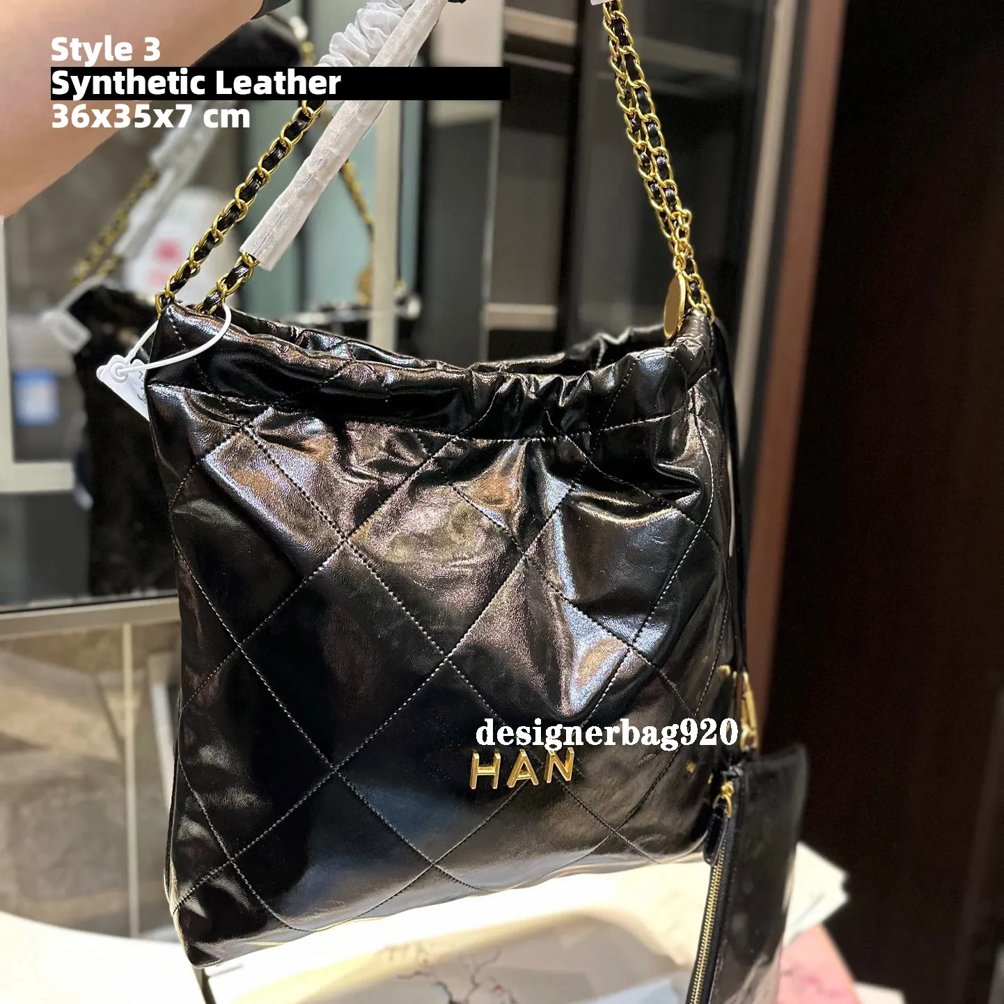 Designer Shopping Bags CC Letter Bucket Bag Genuine Leather Drawstring Handbag Gold or Silver Chain Black Shoulder Bag Fashion Best Designers Tote Bags Office