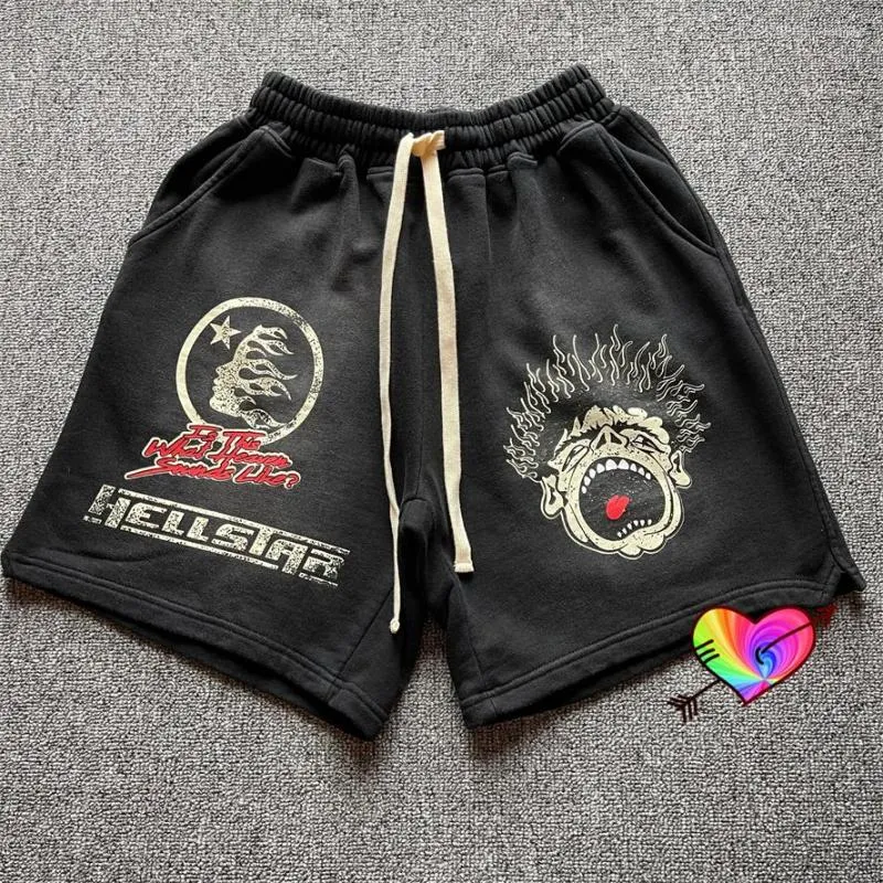 Shorts pour hommes 2023 High Street Hellstar Records Hommes Femmes Vintage Studios sonne comme des culottes lavées au paradis