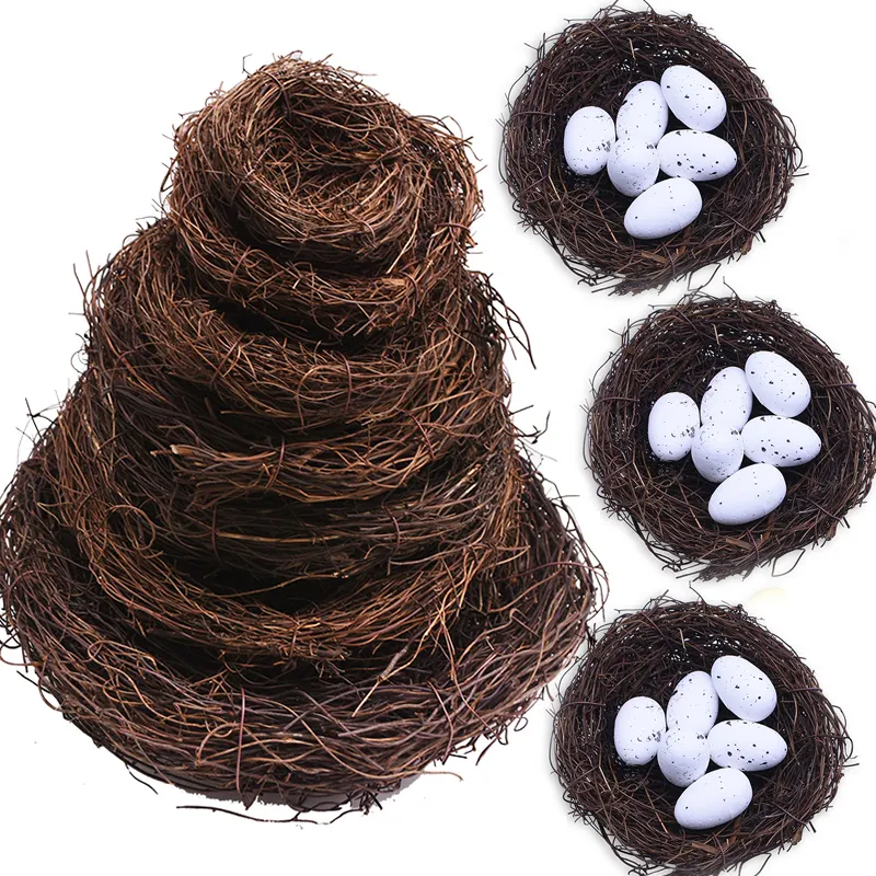 Autres Fournitures De Fête D'événement 8-25cm Rond En Rotin Nid D'oiseau Décoration De Pâques Oeufs De Lapin Nid De Vigne Artificielle Pour La Maison Jardin Décor Joyeuses Fêtes De Pâques Fourniture 230809