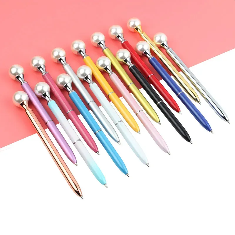 Toptan 15pcs/lot renkli inci metal tükenmez kalem 15 renk Kawaii Kraliçe'nin Okul Malzemeleri İçin Boligrafos Boligrafos unisex Pens ll