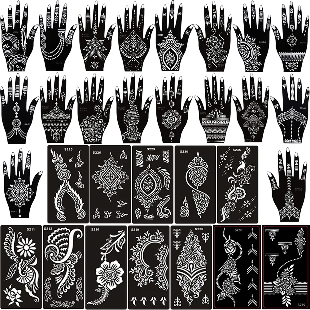 Body Paint 30 SheetsLot Indian Arabic Henna Tattoo Kit Stencil Temporary Template Flower Stencils for 230808