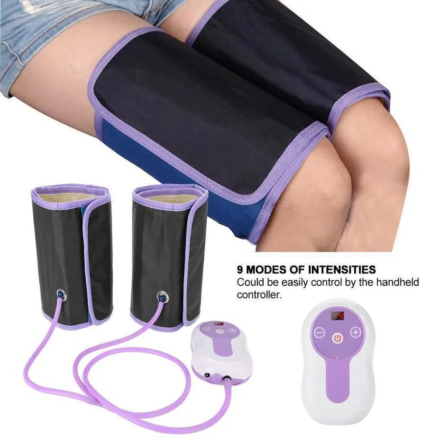 Benmassagers luftkomprimering benmassager elektrisk blodcirkulator 9 växlar justerbar ben armwrap calf terapi smärtlindring massage maskin 230808