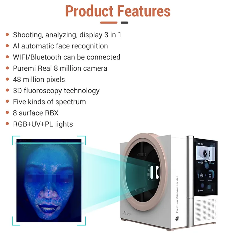Portable 3D AI Face Skin Analyzer - AI Intelligent Facial Detector Skin ...