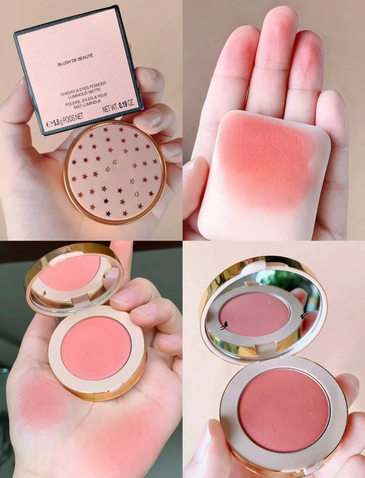 Epack Brand Blush Powder 5.5G Cheeks Eyes Lysande matt makeup Powder 4 Colors Silky Rose Tender Apricot Strikosrosa Bright Coral Cosmetics Palette 0.19oz