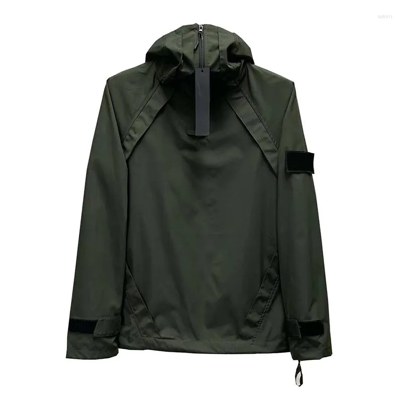 Kurtki męskie Spring z kapturem kombinezon Half-Zip Pullover Jacket Autumn Vintage długoterminowy płaszcz wiatrówki Jaqueta Masculina MA719