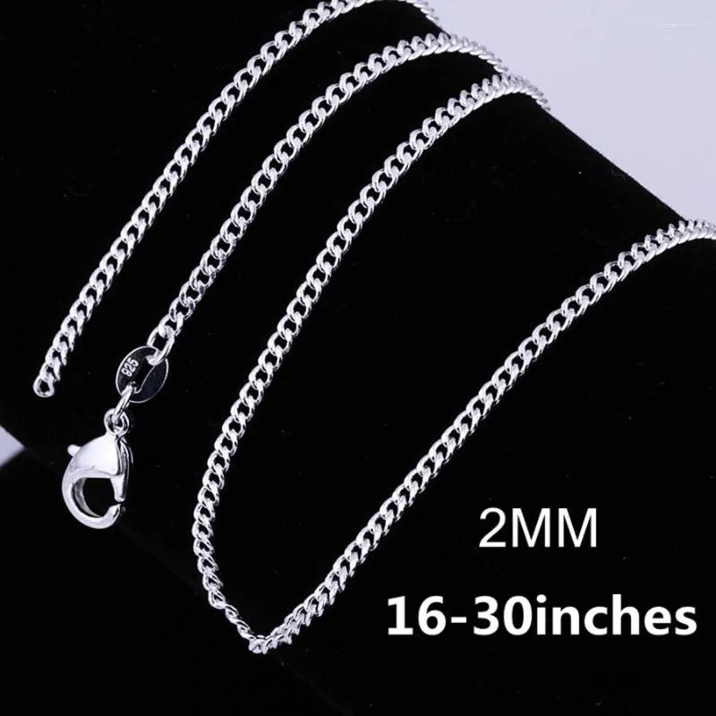 Chains Wholesale 16-30 Inches Silver Color 2MM Chain Necklace Jewelry Beautiful Fashion Women Men Charm Pretty Lovely