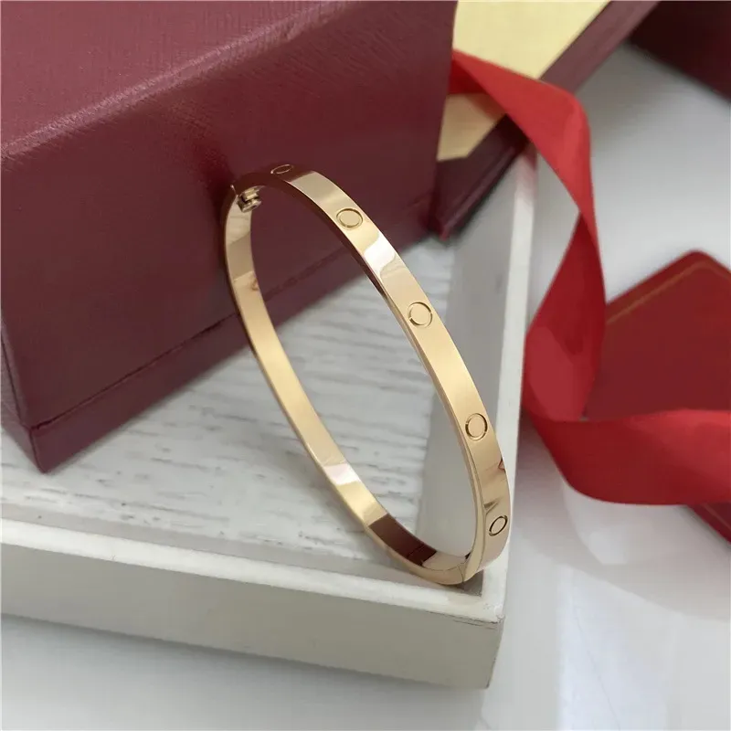 Quality High 4MM Wide 6th Generation Cuff Titanium Steel Sier Rose Gold Women Men Bracelet Designer Bracelets s