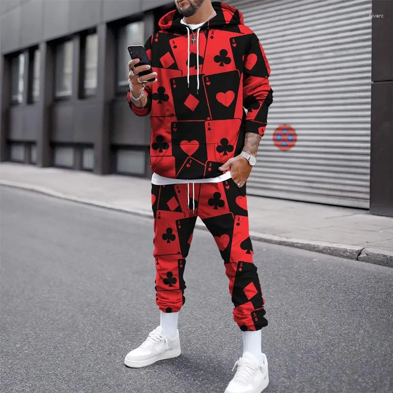 Mens 3D Print Sports Tracksuit Warm Autumn Winter Streetwear