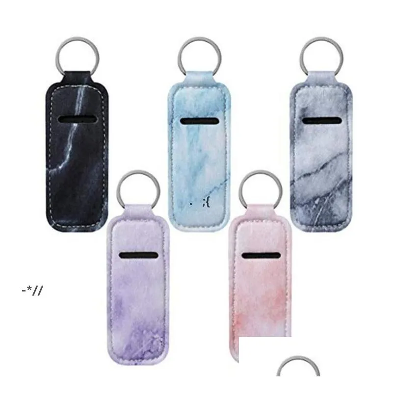 Party Favor Newportable Lipstick Holders Lip Er Neoprene Keychain Marble Printed Chapstick Holder Bag Wrap Gift Rrd10852 Drop Delivery Dhn2N