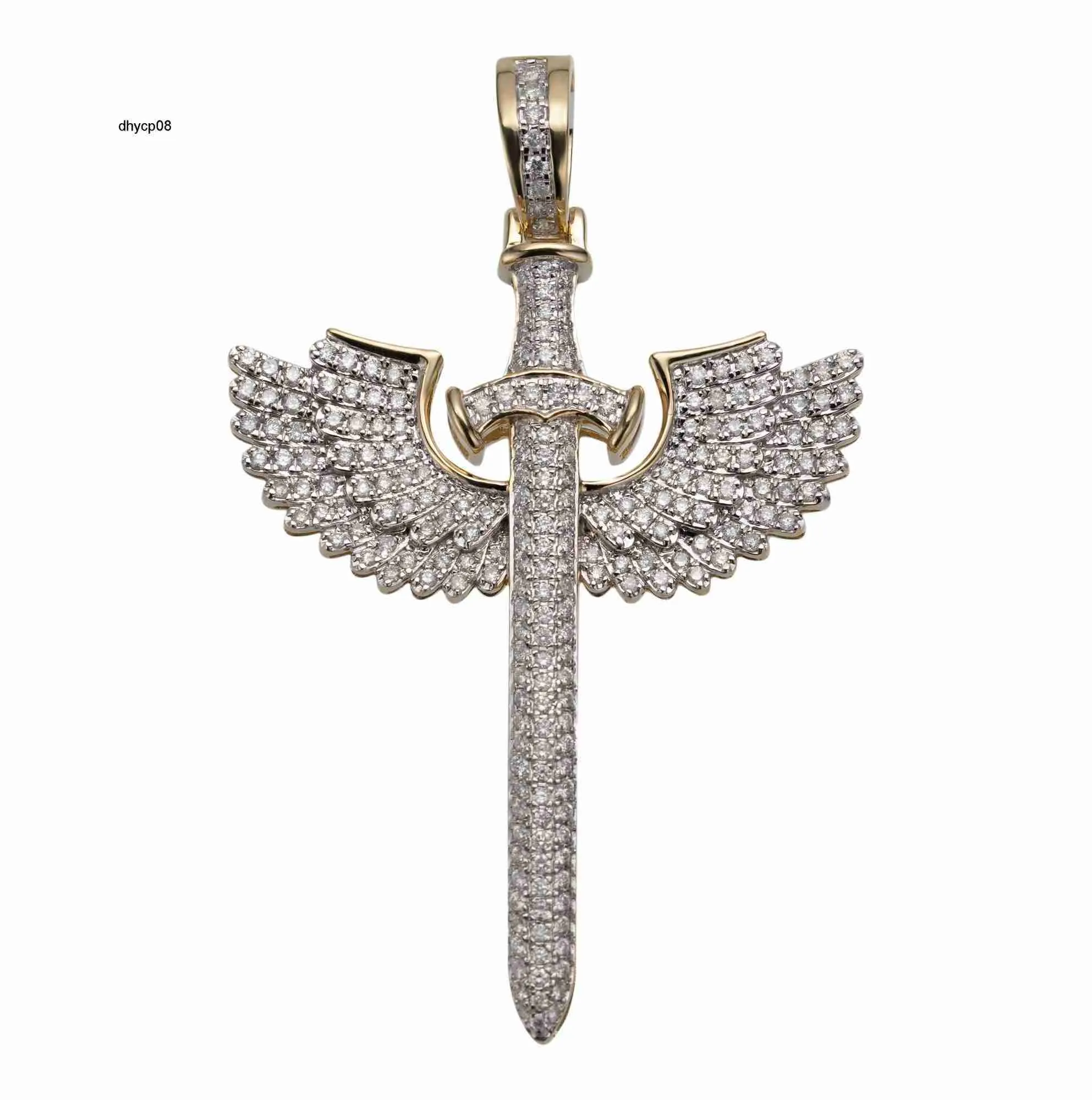 Designer smycken ny design lyxanpassad VVS Moissanite 925 Silver Cross Charms Wing Sword Pendants Custom Hip Hop Pendant