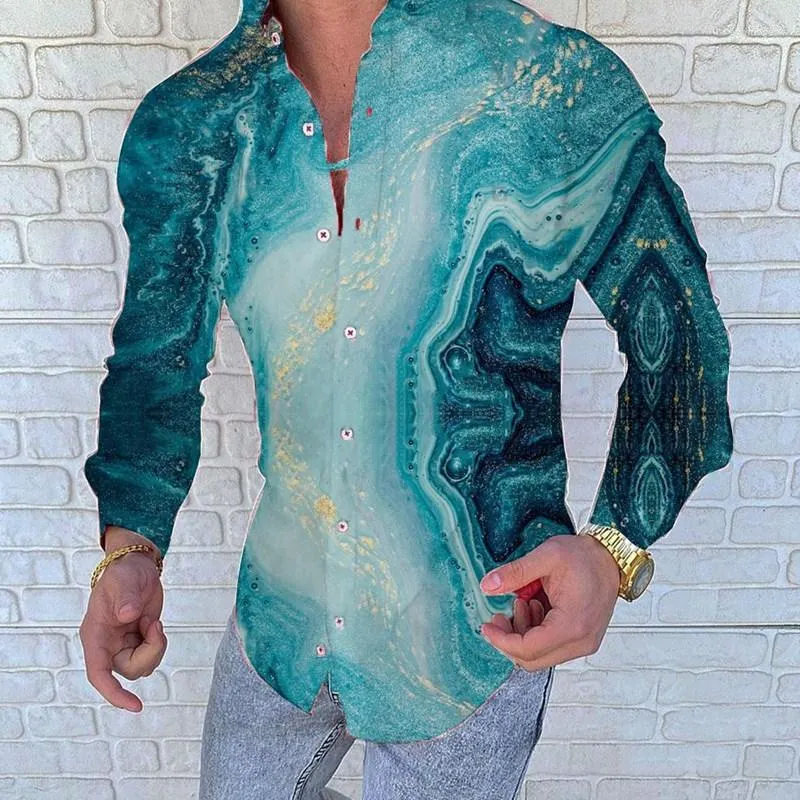 남성 캐주얼 셔츠 고품질 대형 봄 가을 하와이 3D 프린팅 승화