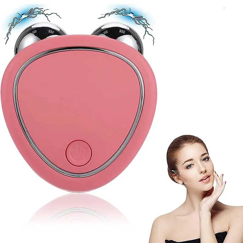 Массажер Mini Lifting Roller Microcurrent Microcurrent Face Massager Vibration Skin Cenge Stucken Stucker Удаление красоты инструмент для похудения 230808