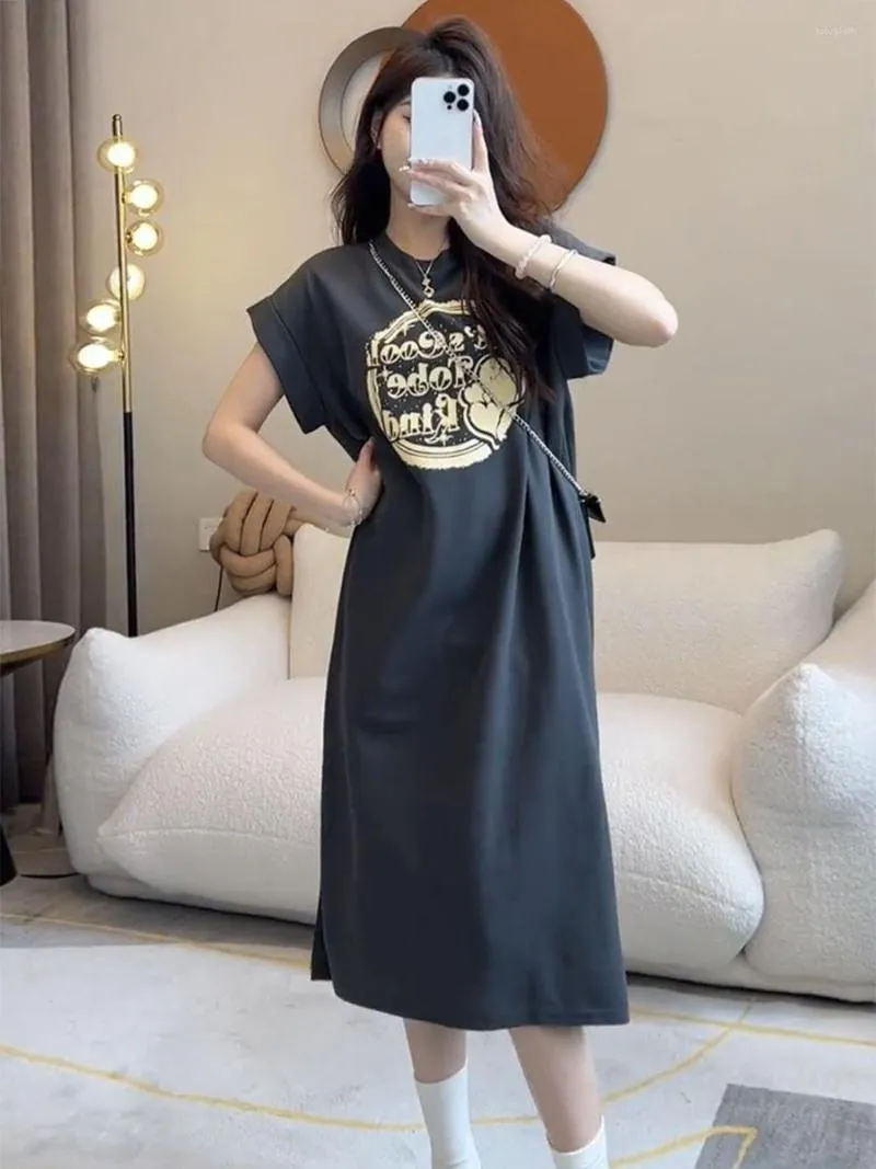 Abiti casual T-shirt oversize di media lunghezza Abito in cotone sciolto Midi Lolita vintage da donna 2023 Moda femminile africana Carina