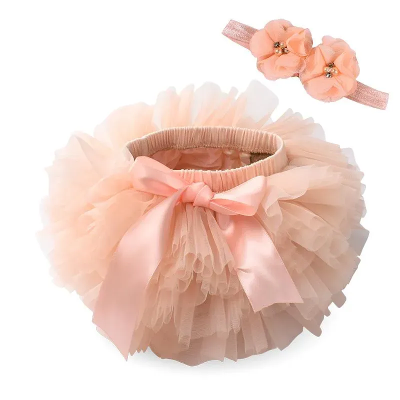 Clothing Sets Baby Girls Tutu Skirt Bow Gauze Skirts Designer Clothes Kids With Headband PP Short Dress 0-3T