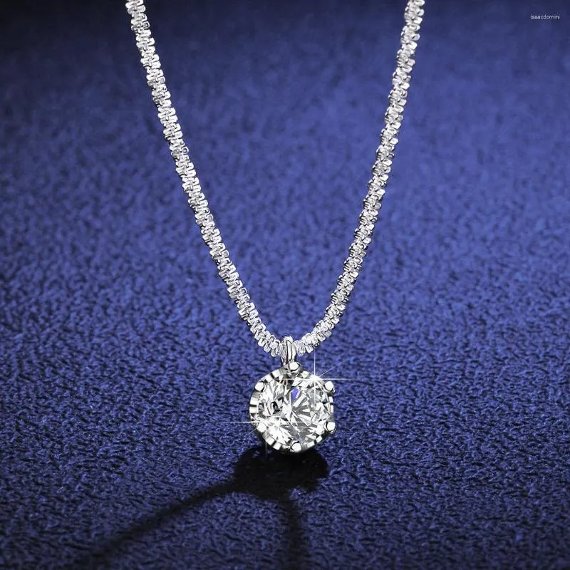 Zincirler Hoyon Sterling Silver 925 Renksiz 2 Moissant Diamond Kadın Kolyesi Köpüklü Yüksek Sınıf Işık Lüks Takı