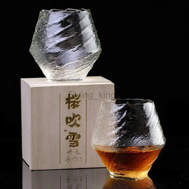 420 ml Blazende Sneeuw Whiskey Proeverij Glazen Japanse Hamer Patroon Wijn Drinkbeker Sneeuwvlokken Vallen Wazige Lucht Whiskey Tumbler HKD230809