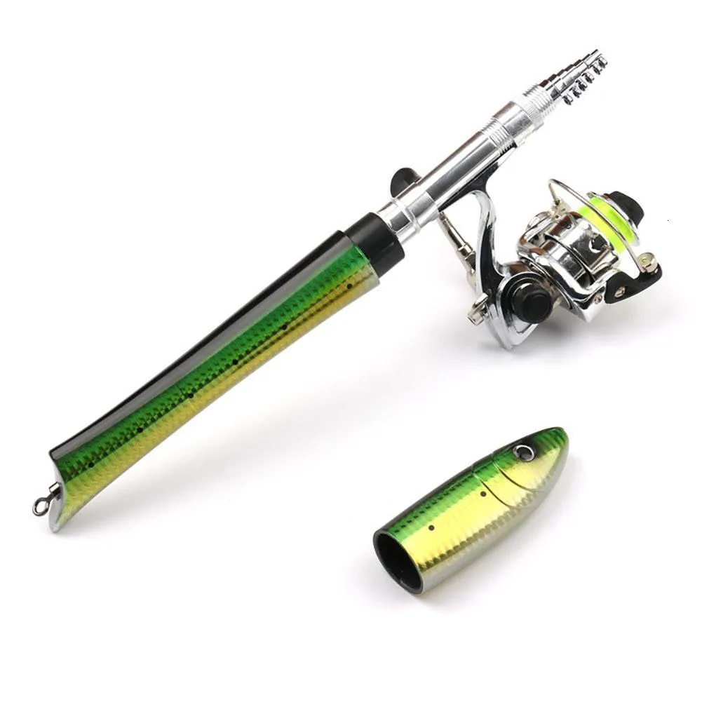 Rod Reel Combo Pen Caña de pescar 55 1 pulgada Mini Pocket Travel Set Telescopic Spinning Kit 230809