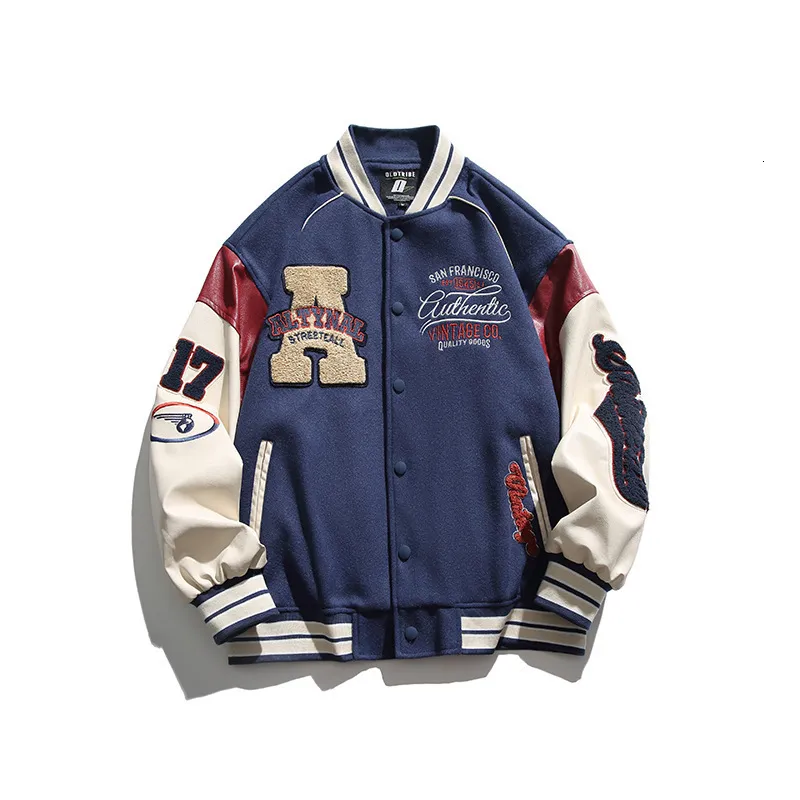 Retro Varsity Jacket: Mens Y2K Embroidered Baseball Coat