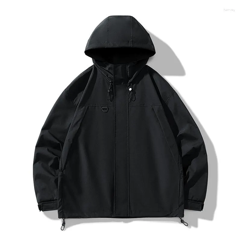 Herrjackor 2023 män avslappnad mode hoodie jacka mens blixtlås kappa streetwear solid manlig klassisk märke outwear vindbrytare