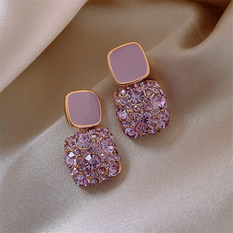 Dazzling Purple Crystal Leaf Tassel Long Fashion Earrings Luxury Party wear  Women Jewelry - EonShoppee
