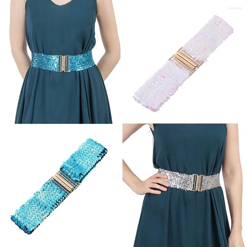 Ceintures Or Boucle Sequin Stretch Ceinture Professionnel 60 cm Eye Catching Disc Élastique Shinny Ceinture Femmes Fille