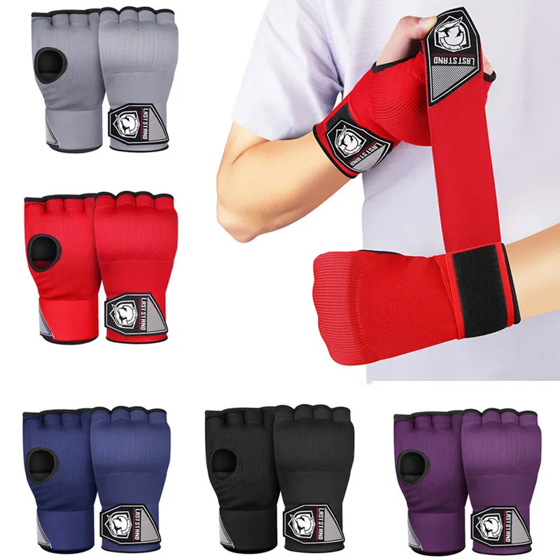 Protective Gear 2pcs Gel Boxing Gloves Boxing Hand Wrap Inner Gloves With Long Wrist Strap Mma Muay Thai Combat Training Hand Protective Gear 230808