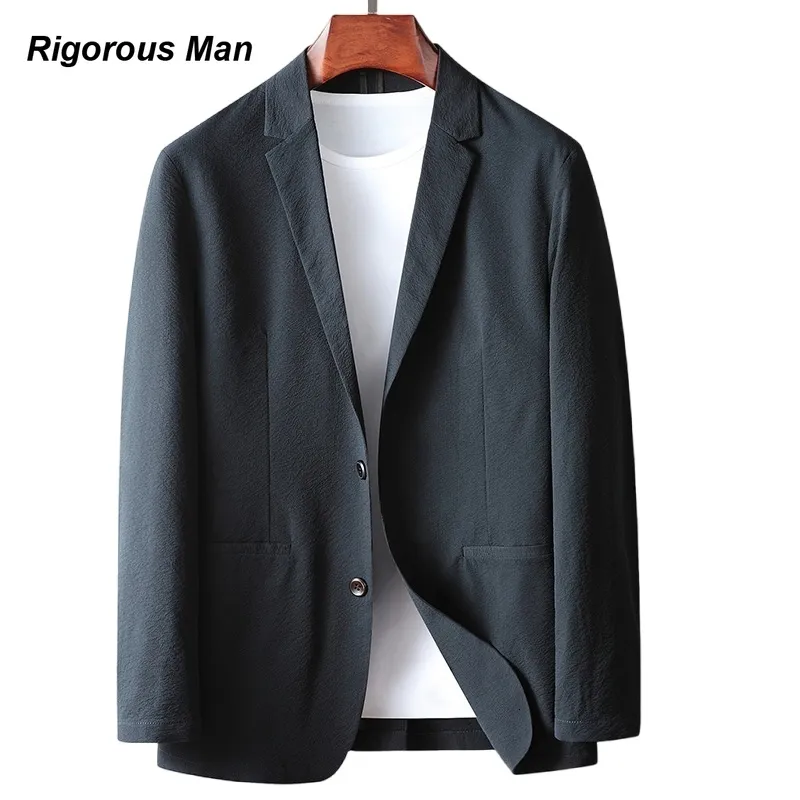 Herrenanzüge-Blazer Marke Top Grade Herren-Blazer Frühling Herbst mikrofaltig elastische einfarbige Luxus-Business-Anzugjacken Korea Mann Kleidung 230808