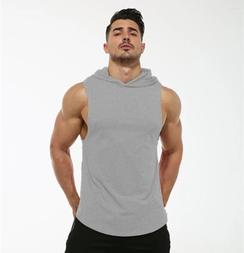 Men Sleeveless Shirts Tank Tops Cotton Basketball Gym Fitness