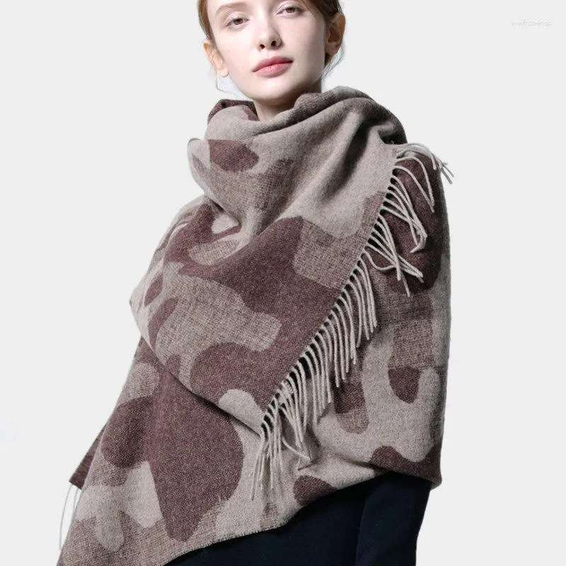 Halsdukar Säsongsull Jacquard Scarf Shawl for Women Autumn and Winter Dual Use Korean Version Versatil Inner Mongolia Tillverkare