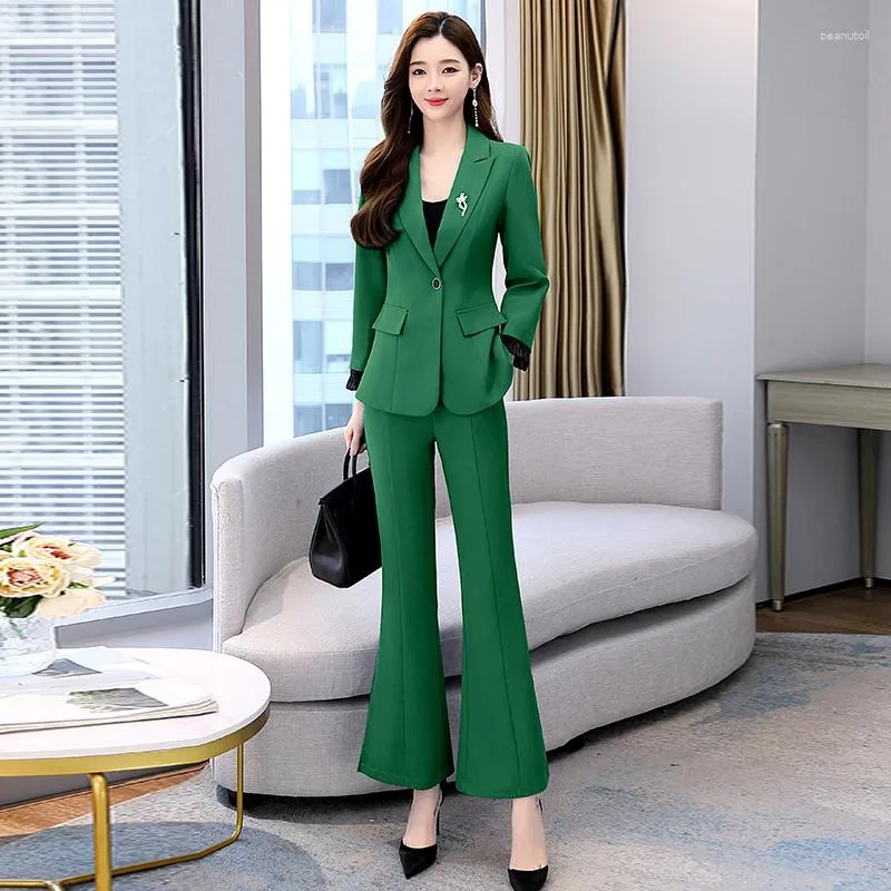 Womens Two Piece Pants Spring Autumn Set Woman Office Ladies Casual  Business Single Buttons Blazer Jacket Coats And Flared Formal From 43,54 €