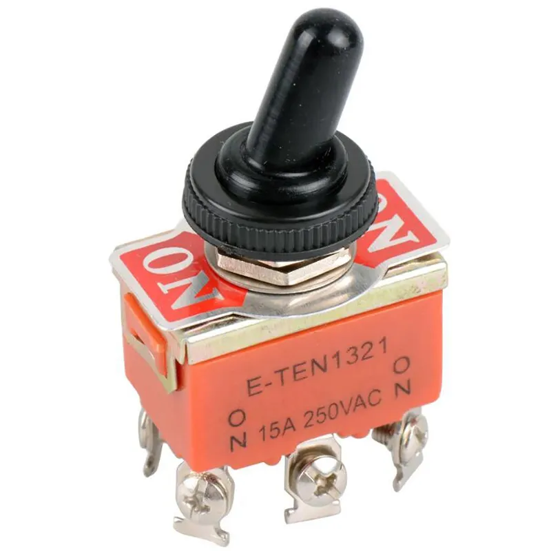 Interruptor de 6 pinos DPDT DC Moto reverso ON-OFF-ON 15A 250V Mini switch Cap