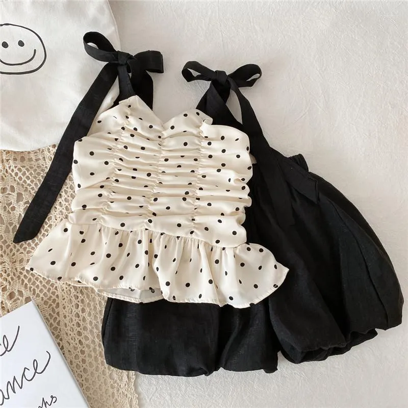 Kleding Sets 2023 Zomer Mode Pakken Voor Meisjes Polka Dot Top Shorts 2 Delige Set Pak Celebrity Stijl Elegante kinderen