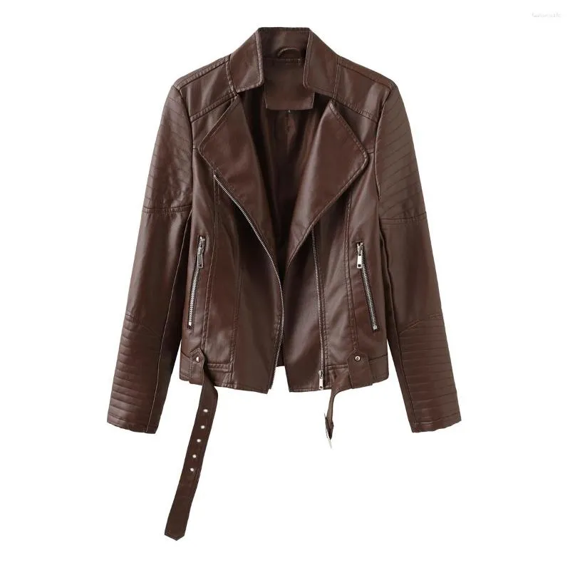 Women's Leather Fashion Jacket European Pimkie Cleaning Single PU Motorcycle Temale Leat