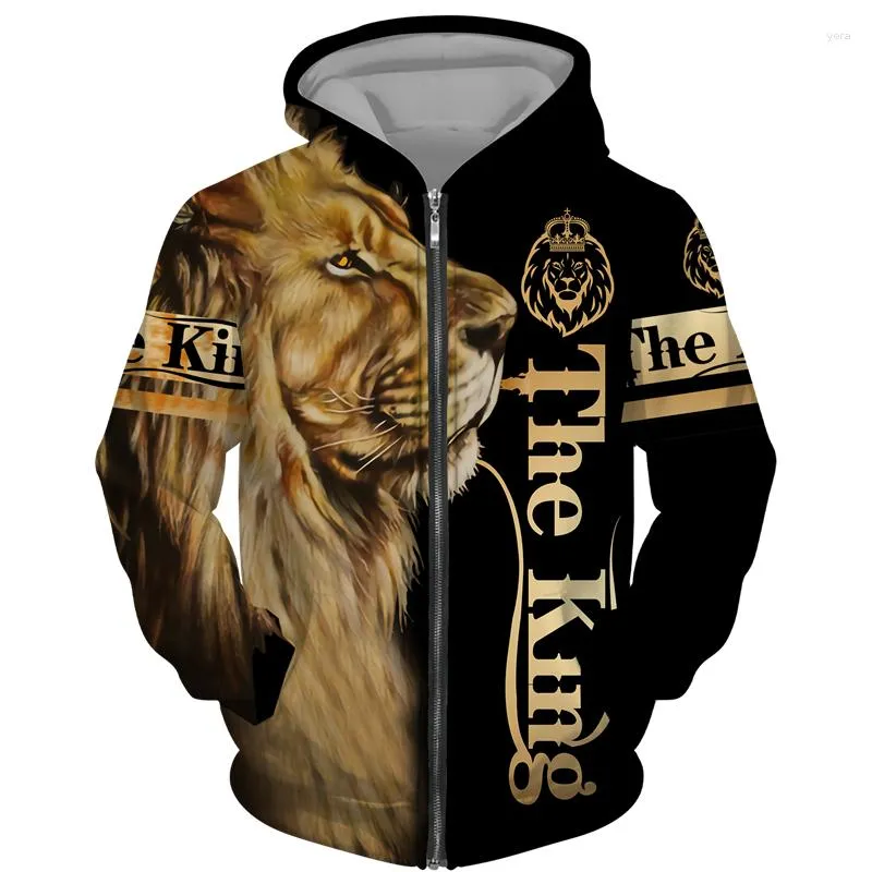 Men's Hoodies 3D Lion Printed Zipper Hoodie Autumn And Winter Sportswear Sweatshirt Trousers Suit Casual Clothing Women's Sportswe