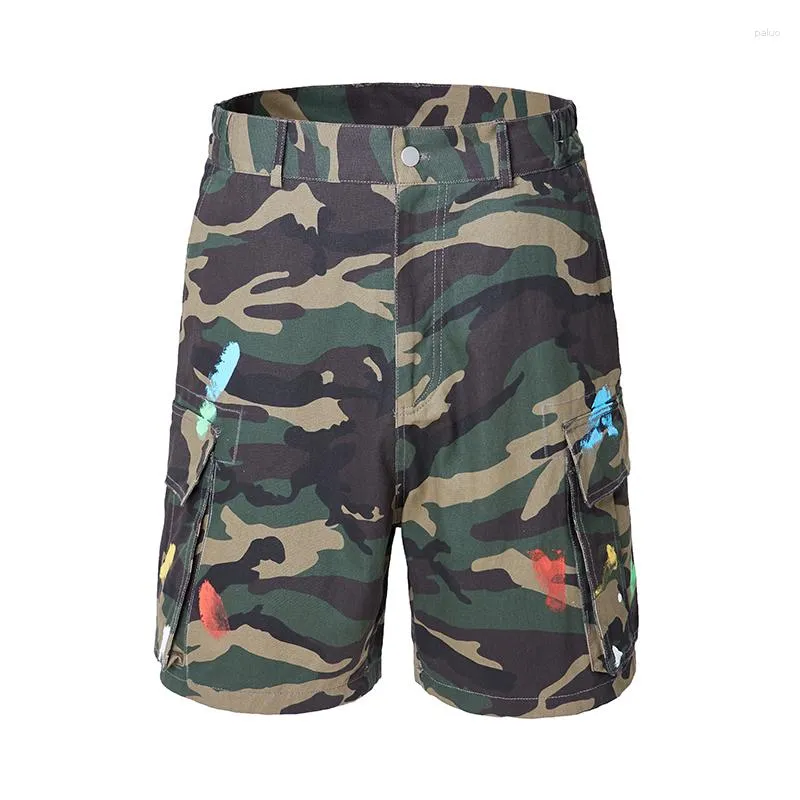 Shorts pour hommes été Graffiti militaire Camouflage Cargo hommes coupe ample sweat court Streetwear