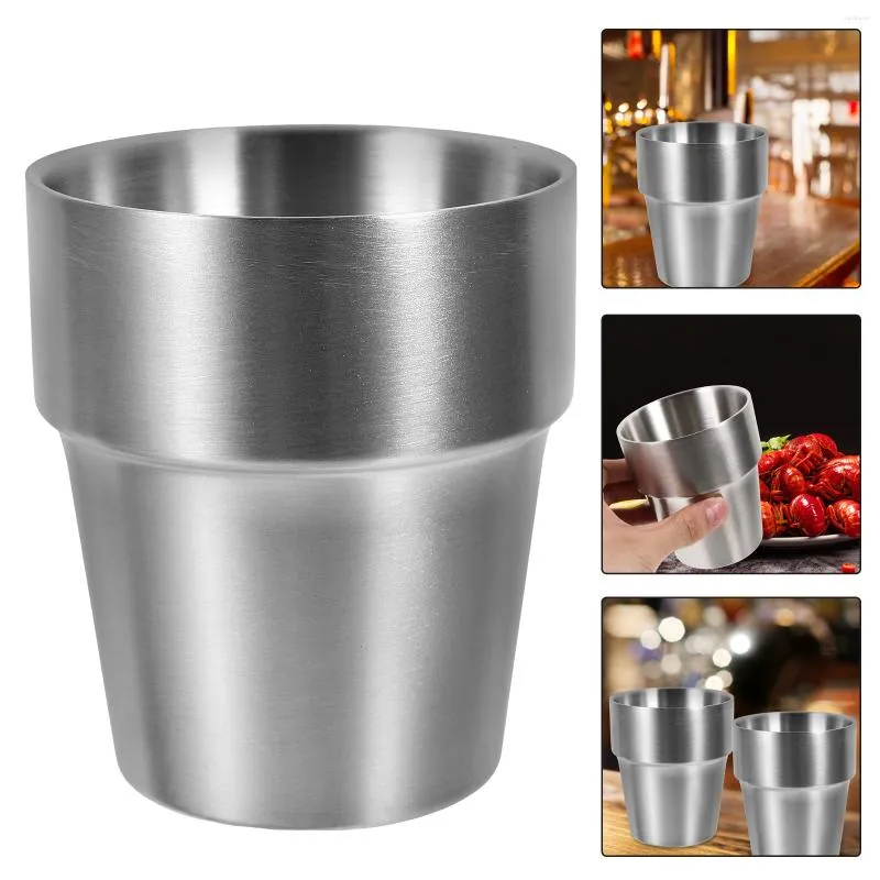 Mugs 304 Stainless Steel Cup Metal Glass Restaurant Cups Drinking For Home Water Mug Bar Travel Multipurpose